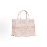 DIOR迪奥 BookTote 印花⽼⻁图案⼤容量 刺绣 ⼿提包 中号 ⼥款 糖果⾊拼粉⾊